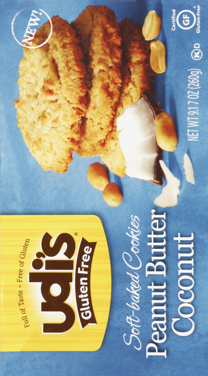 slide 5 of 5, Udi's Gluten Free Soft Baked Peanut Butter Coconut Cookies, 9.1 oz