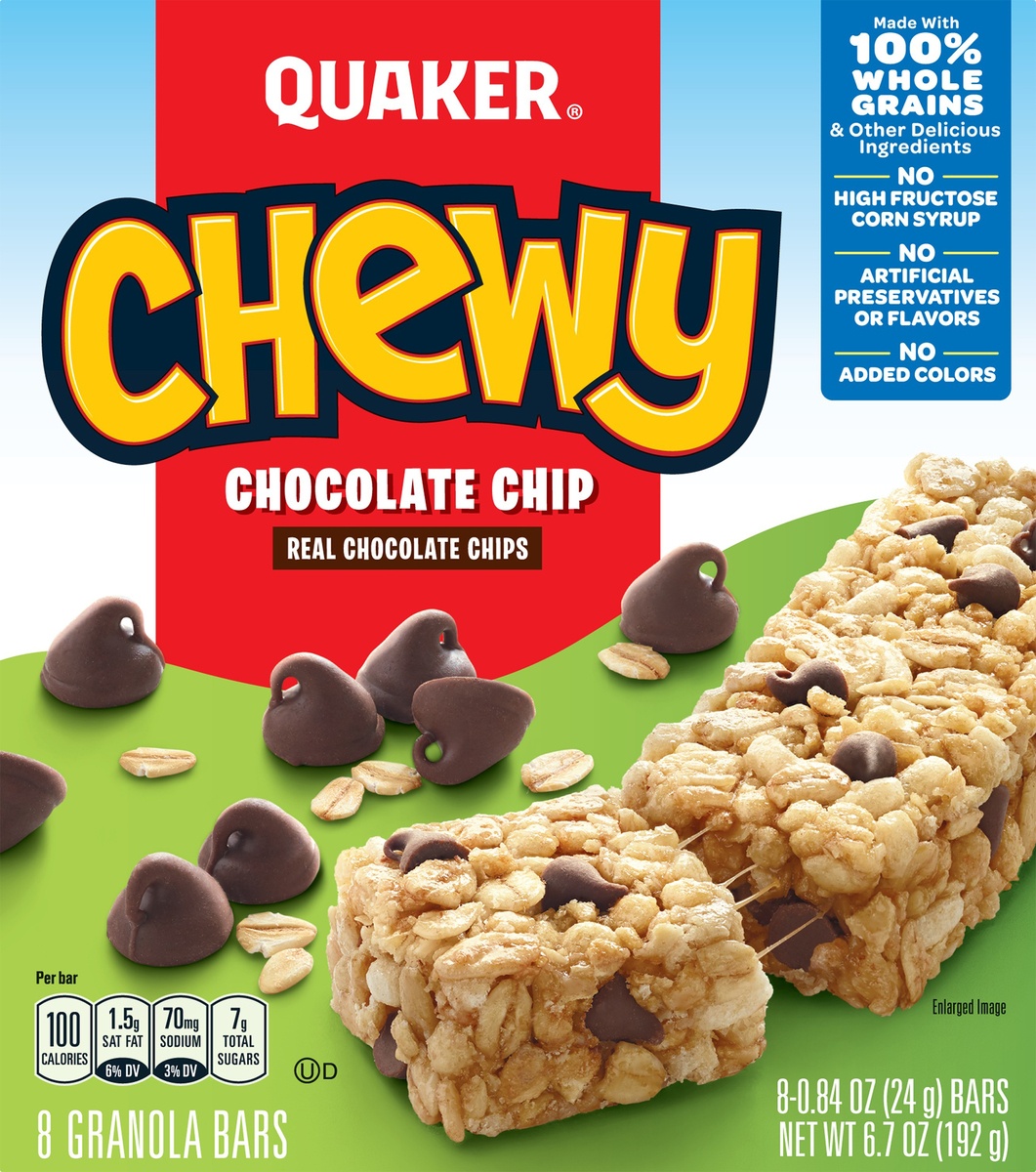 slide 5 of 6, Quaker Chocolate Chip Granola Cereal Or Fruit Bars, 8 ct; 0.64 oz