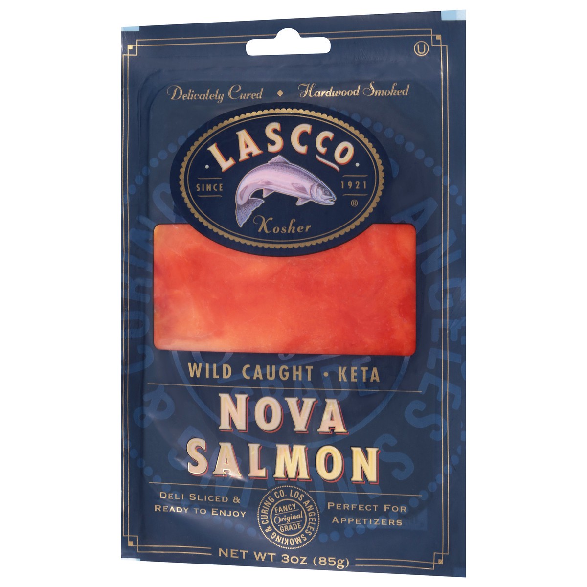slide 3 of 13, Lascco Wild Caught Keta Nova Salmon - 3 Oz, 3 oz