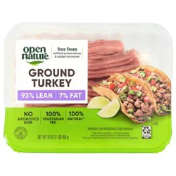 Open Nature 93% Lean 7% Fat Ground Turkey - 16 Oz