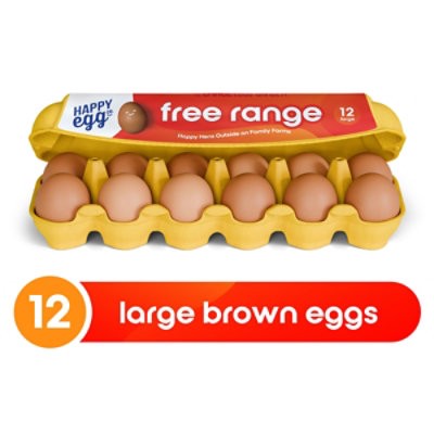 slide 1 of 1, Happy Egg Co. Eggs Free Range Large - 12 Count, 12 ct