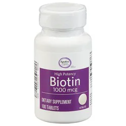 Signature Select/care Biotin 1000mcg High Potency Dietary Supplement Tablet - 100 Count