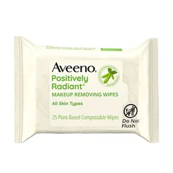 Aveeno Positively Radiant Oil-Free Makeup Remover Facial Wipes - 25 Count