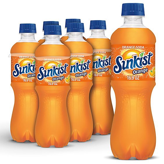 slide 1 of 1, Sunkist Orange Soda Bottle - 6-16.9 Fl. Oz., 6 ct; 16.9 fl oz