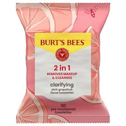 Burt's Bees Clarifying Facial Towelettes With Pink Grapefruit - 30 Count