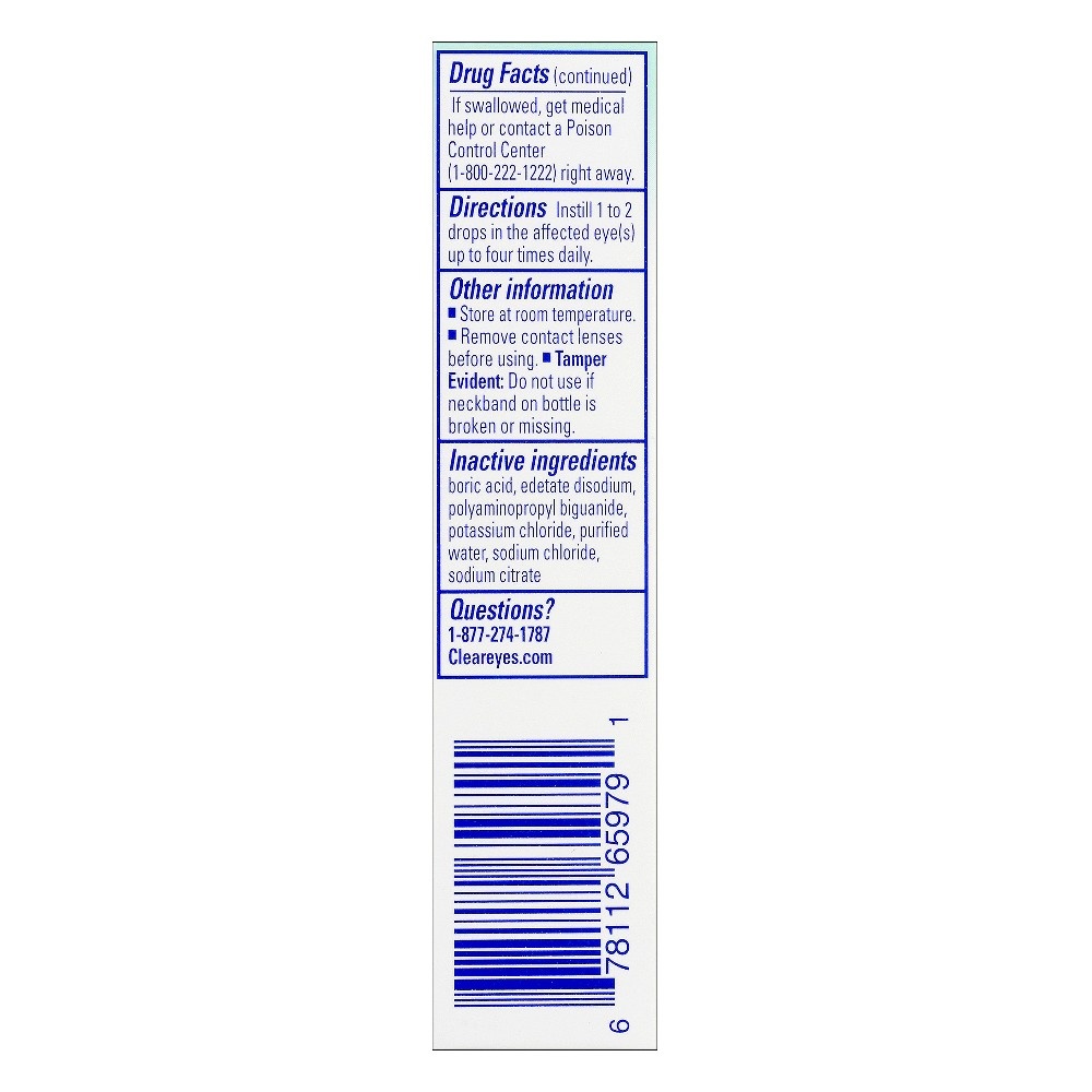 slide 2 of 3, Clear Eyes 7 Symptom Relief Lubricant Eye Drops, 0.5 fl oz, 0.50 fl oz