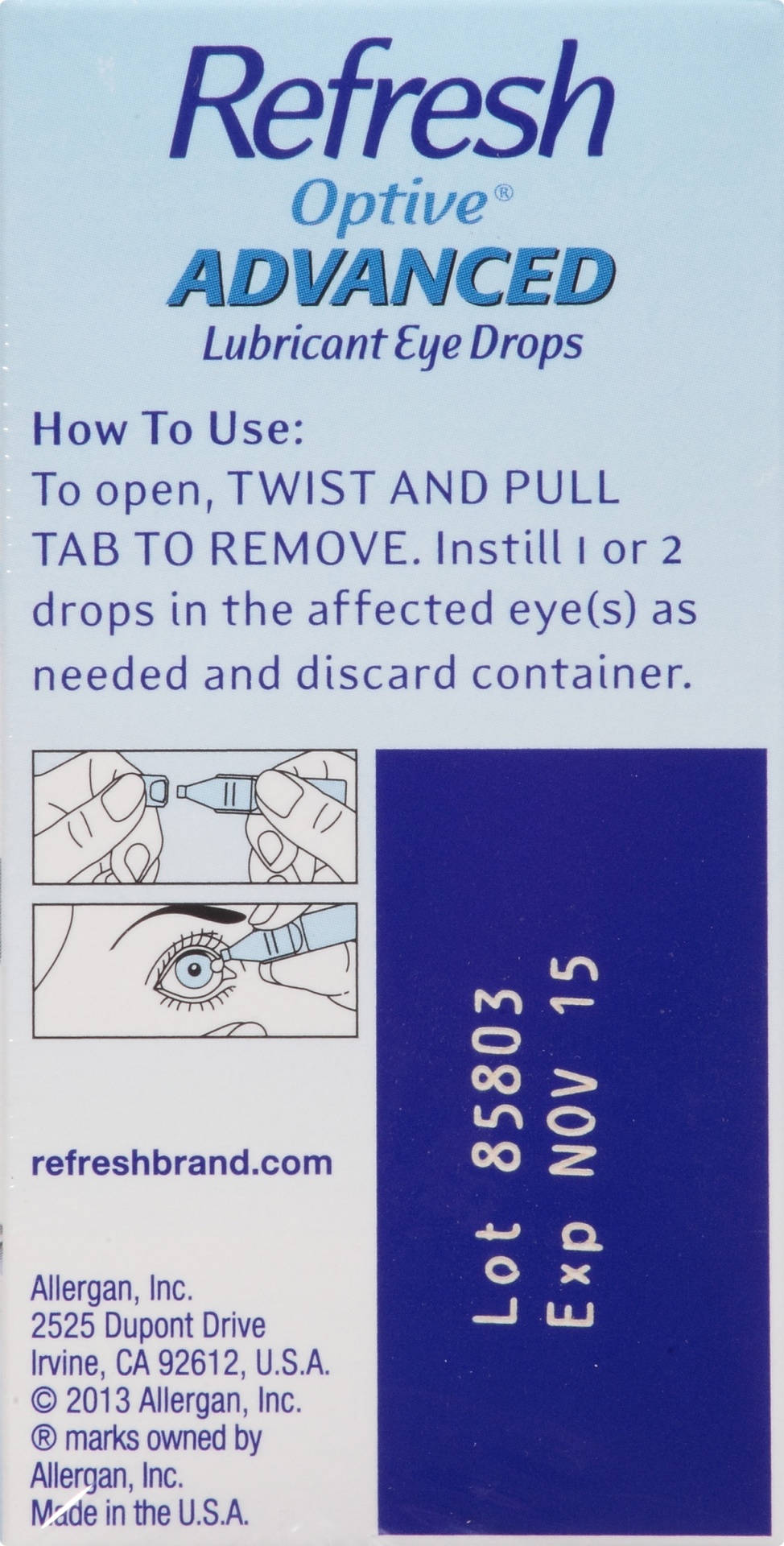 slide 5 of 6, Refresh Optive Advanced Preservative Free Lubricant Eye Drops - 30ct, 30 ct; 0.01 fl oz