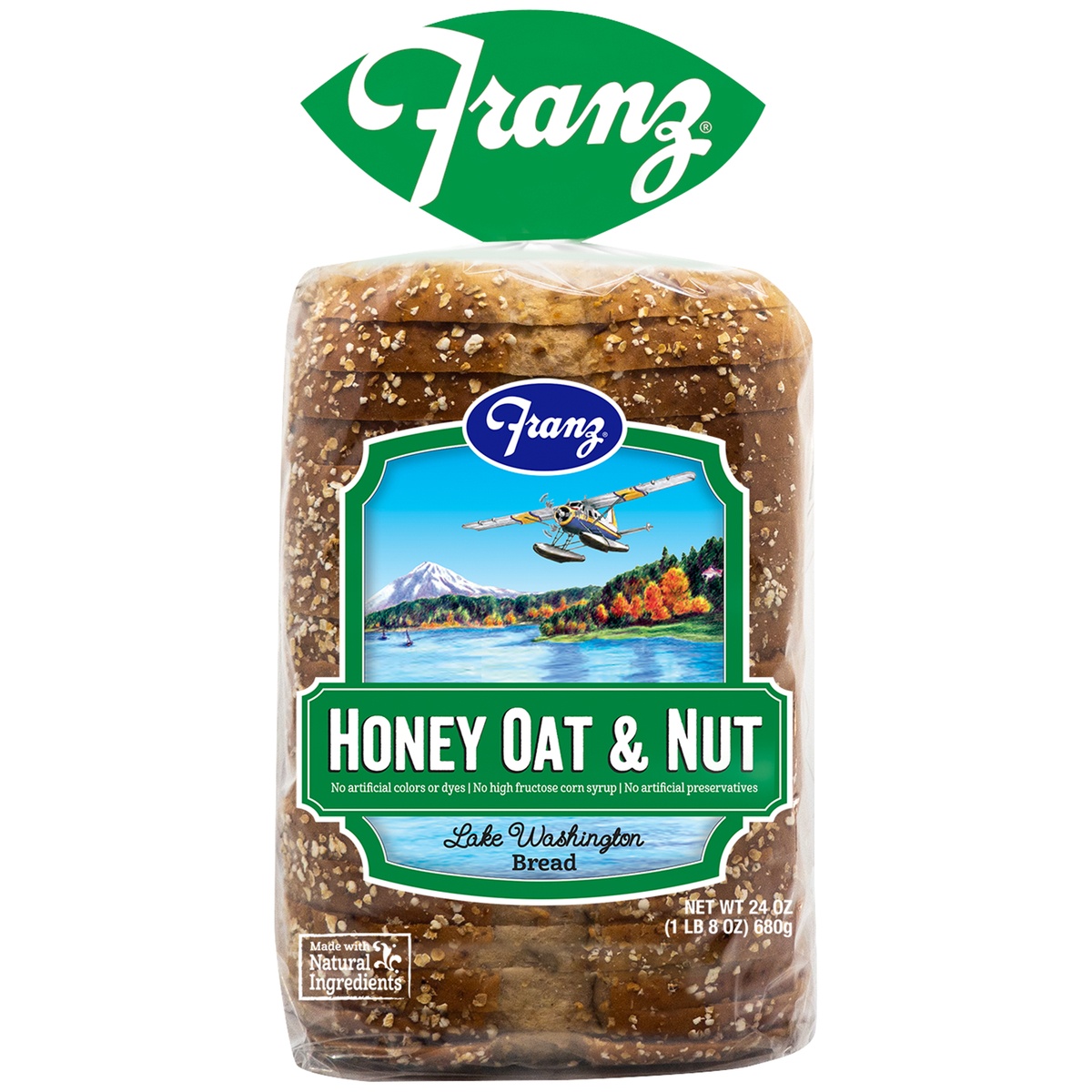 slide 4 of 6, FranzLake Washington Honey Nut & Oat Bread, 24 oz