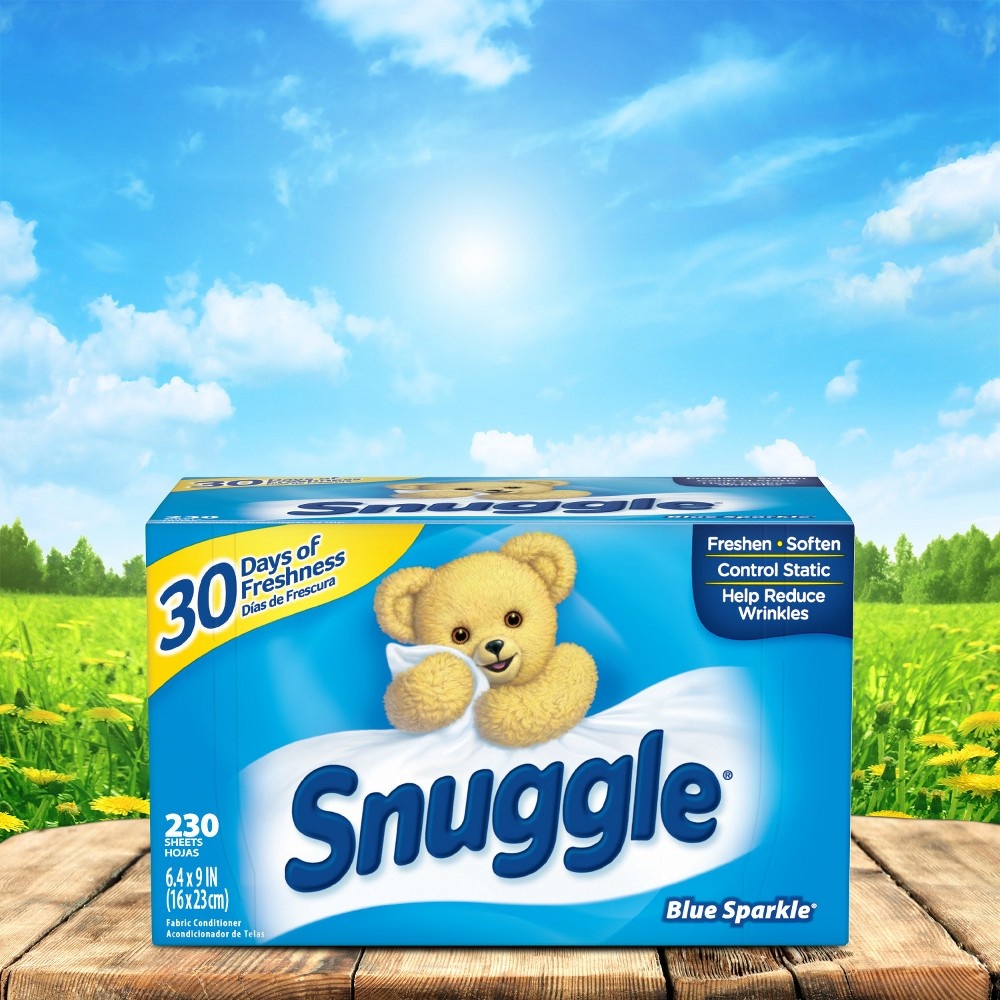 slide 9 of 9, Snuggle Blue Sparkle Fresh Scent Dryer Sheets - 230ct, 