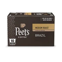 Peet's Coffee Single Origin Brazil Medium Roast Single Serve Coffee Pods - 10 Count