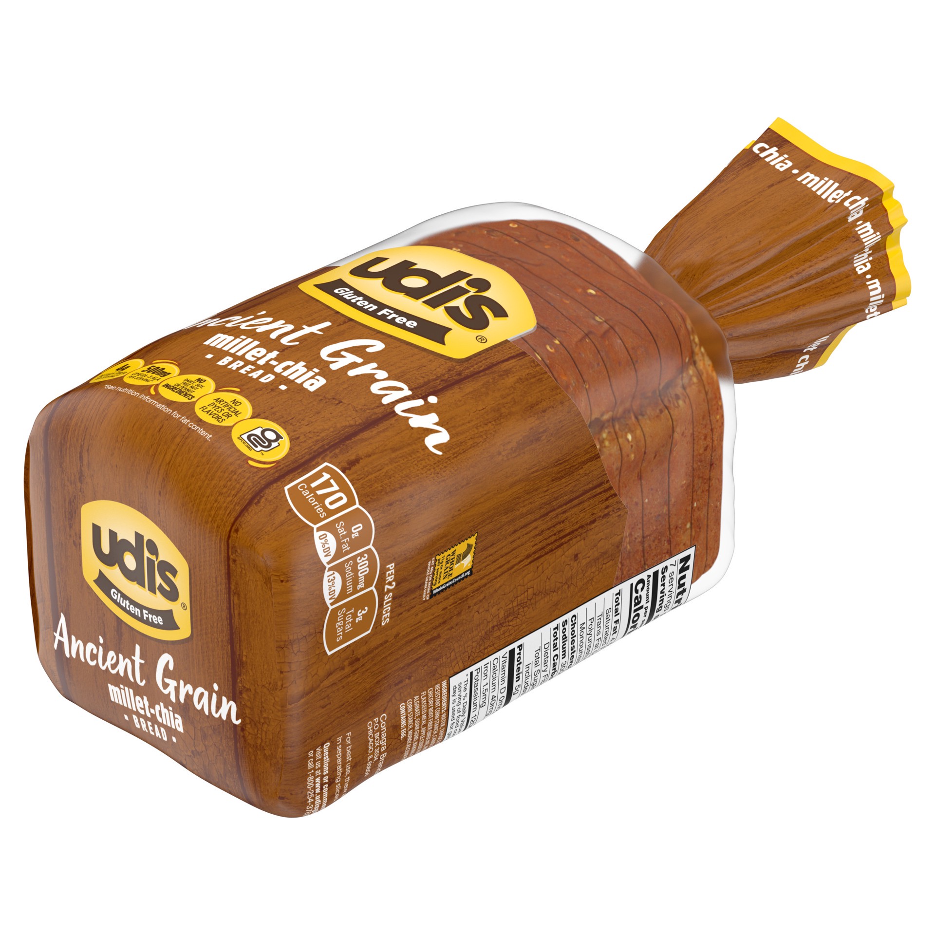 slide 2 of 3, Udis Gluten Free Bread Millet-Chia - 14.3 Oz, 14.3 oz