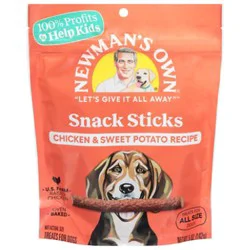 Newmans Own Dog Treat Snack Sticks Chicken & Sweet Potato Recipe Pouch - 5 Oz