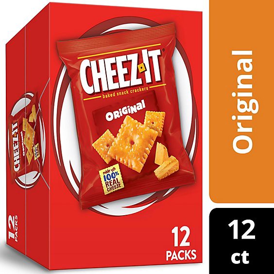 slide 1 of 6, Cheez-It Cheese Crackers Original Baked Snack Crackers 12 Count - 12 Oz, 12 ct