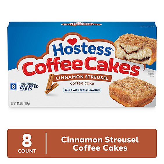 slide 1 of 3, Hostess Coffee Cakes Cinnamon Streusel Snack Cakes - 8 Count, 11.6 oz
