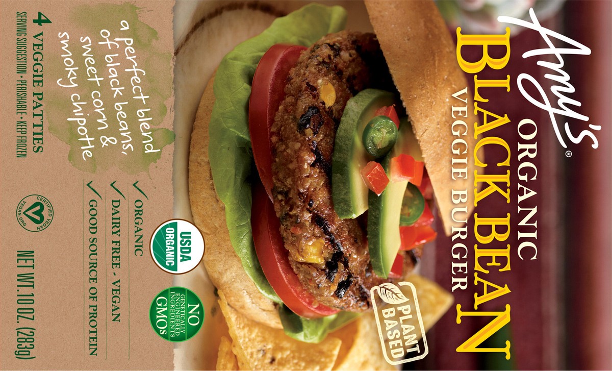 slide 5 of 9, Amys Veggie Burger Black Bean - 10 Oz, 10 oz