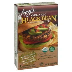 Amys Veggie Burger Black Bean - 10 Oz