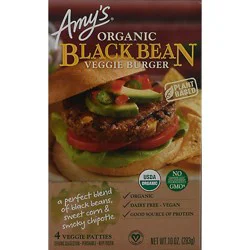 Amys Veggie Burger Black Bean - 10 Oz