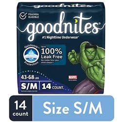 Goodnites Boys' Nighttime Bedwetting Underwear Size S/m (43-68 Lbs) - 14 Count