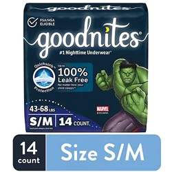 Goodnites Boys' Nighttime Bedwetting Underwear Size S/m (43-68 Lbs) - 14 Count
