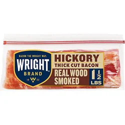 Wright Brand Thick Sliced Hickory Smoked Bacon - 1.5 Lb