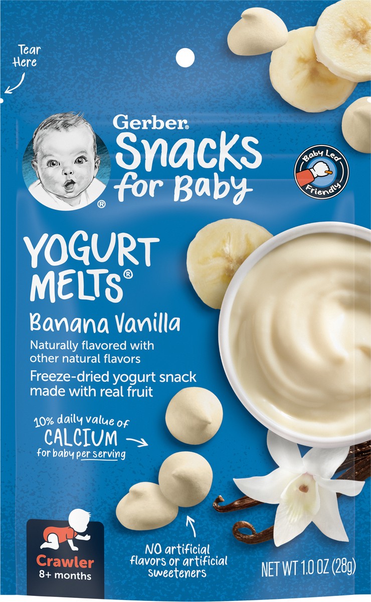 slide 12 of 12, Gerber Yogurt Melts Banana Vanilla Freeze Dried Yogurt Snacks Bag For Baby - 1 Oz, 1 oz
