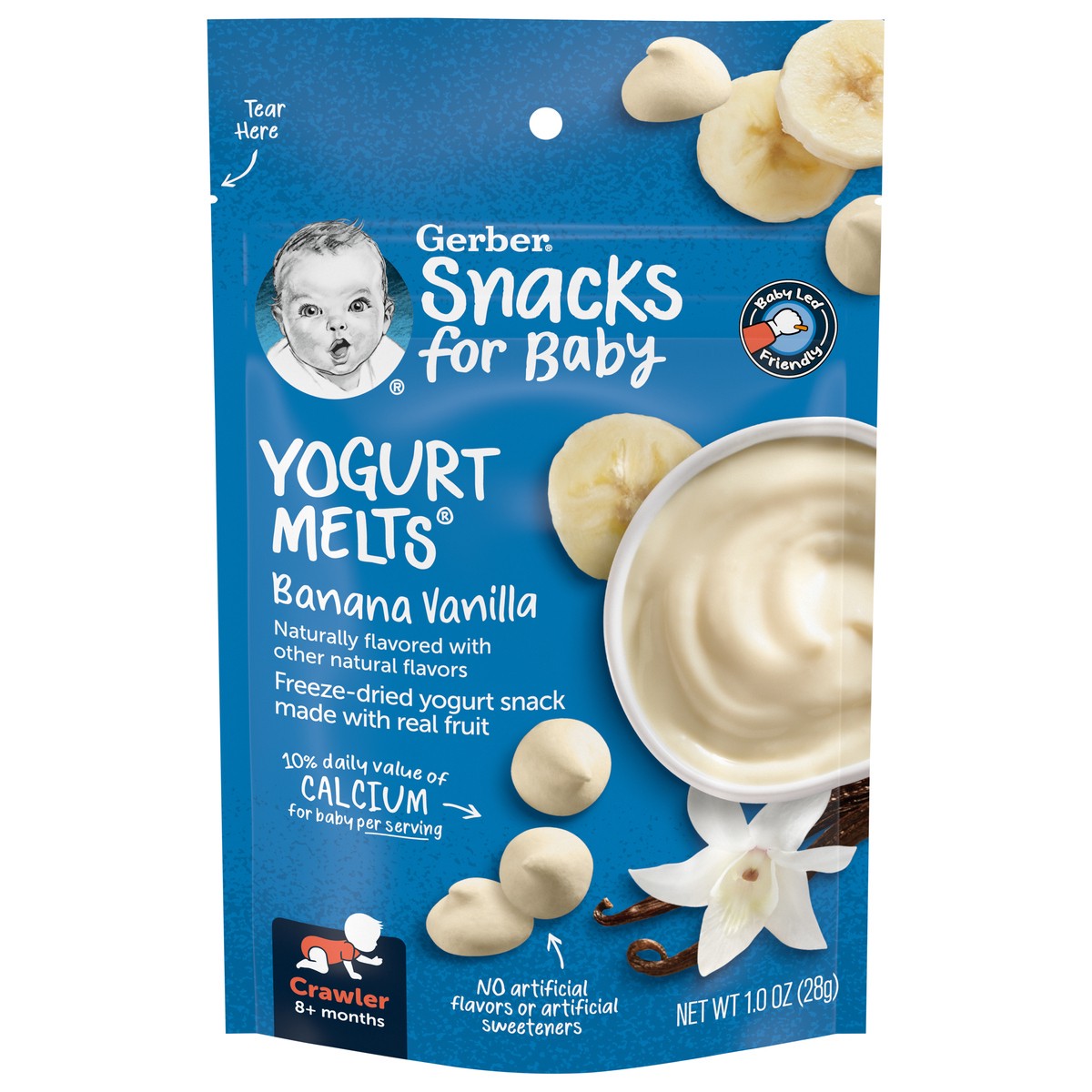 slide 3 of 12, Gerber Yogurt Melts Banana Vanilla Freeze Dried Yogurt Snacks Bag For Baby - 1 Oz, 1 oz