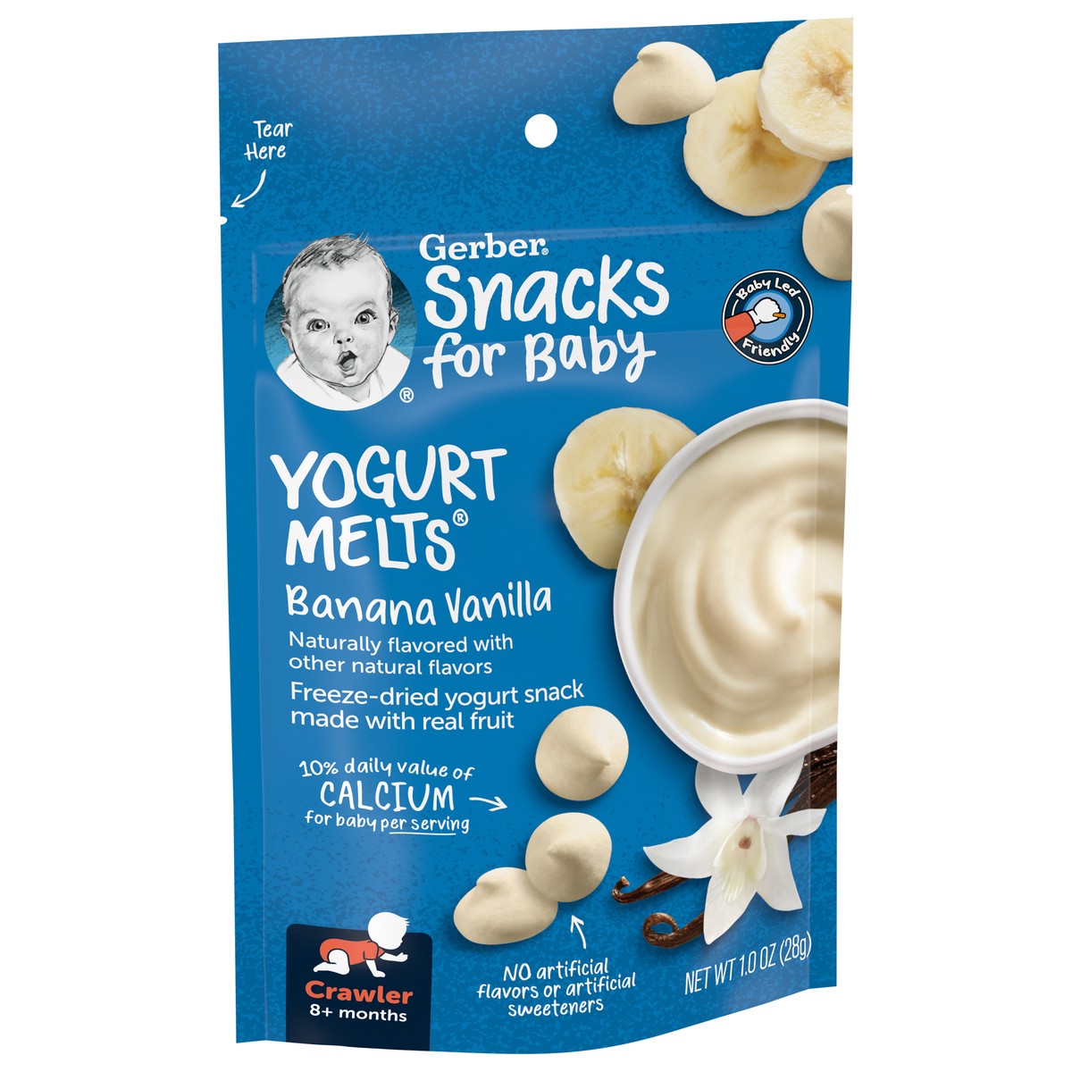 slide 7 of 12, Gerber Yogurt Melts Banana Vanilla Freeze Dried Yogurt Snacks Bag For Baby - 1 Oz, 1 oz