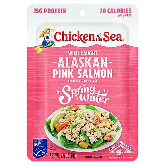slide 1 of 7, Chicken Of The Sea Wild Caught Alaskan Pink Salmon In Spring Water Packet - 2.5 Oz, 2.5 oz