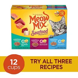 Meow Mix Savory Morsels Cat Food Cups Seafood Favorites Variety Pack - 12-2.75 Oz