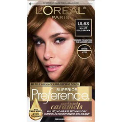 L'oreal Paris Superior Preference Permanent Hair Color Ul63 Hi Lift Gold Brown Kit - Each
