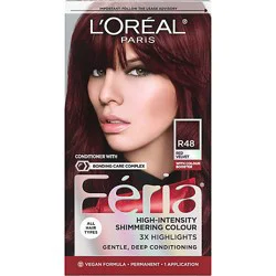 L'oreal Paris Feria Shimmering Permanent Hair Color R48 Red Velvet (Intense Deep Auburn) Kit - Each