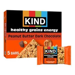 Kind Healthy Grains Energy Bars Peanut Butter Dark Chocolate Gluten Free Snack Bars - 5-1.4 Oz