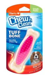 Hartz Chew N Clean Tuff Bone Toy + Treat For Dogs Bacon Scented Small - Each