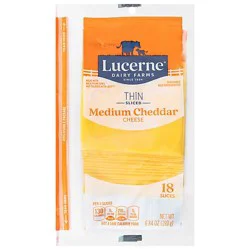Lucerne Cheese Slices Thin Medium Cheddar - 6.84 Oz
