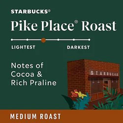 Starbucks Pike Place Roast 100% Arabica Medium Roast Whole Bean Coffee Bag - 12 Oz