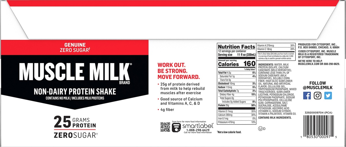 slide 2 of 6, Muscle Milk Vanilla Creme Non Dairy Protein Shake, 12 ct; 11 fl oz