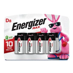 Energizer Max D Cell Alkaline Batteries - 8 Count