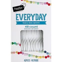 Signature Select Everyday Heavy Duty Plastic Spoons Box - 48 Count