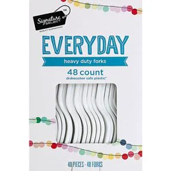 Signature Select Forks Plastic Everyday Heavy Duty Box - 48 Count