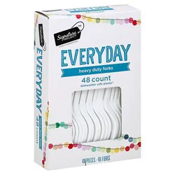 Signature Select Forks Plastic Everyday Heavy Duty Box - 48 Count