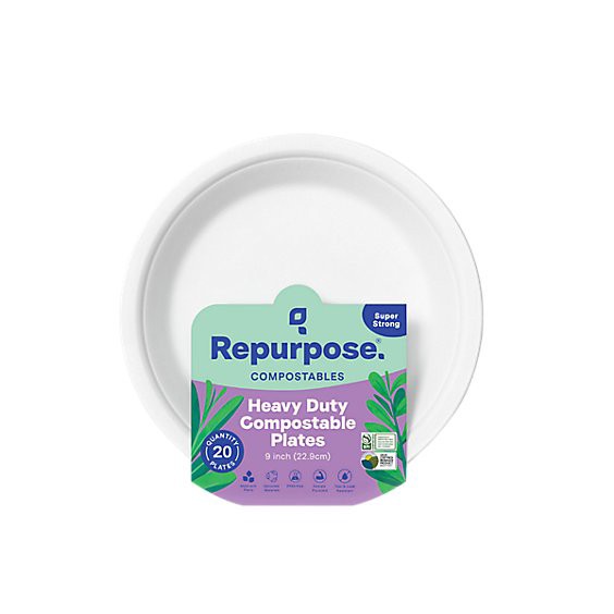 slide 1 of 11, Repurpose Plates Sectional Bpa-Free Compostable 9 Inch Shrink Wrapped - 20 Count, 20 ct
