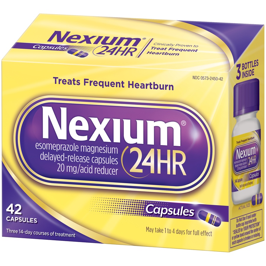 slide 2 of 6, Nexium 24HR Delayed Release Heartburn Relief Capsules with Esomeprazole Magnesium Acid Reducer - 42ct, 42 ct
