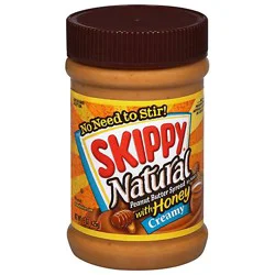 Skippy Natural Peanut Butter Spread Creamy With Honey - 15 Oz
