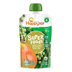 Happy Tot Organics Superfoods Stage 4 Pears Green Beans & Peas + Super Chia Pouch - 4.22 Oz