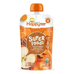 Happy Tot Organics Superfoods Stage 4 Apples Sweet Potatoes Carrots Cinnamon Super Chia - 4.22 Oz