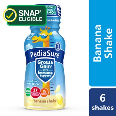 slide 1 of 8, Pediasure Grow & Gain Kids Nutritional Shake Ready To Drink Banana - 6-8 Fl. Oz., 48 fl oz