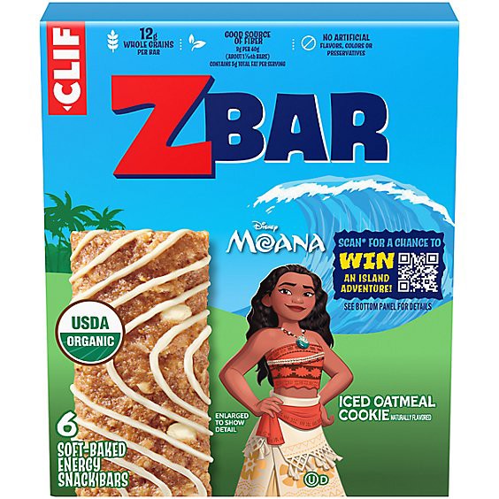 slide 1 of 1, Clif Kid Zbar Iced Oatmeal Cookie Organic Snack Bars - 6 Count, 7.62 oz