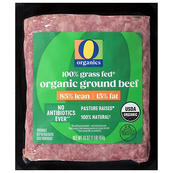 slide 1 of 1, O Organics 85% Lean 15% Fat Ground Beef - 16 Oz, 16 oz