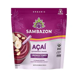 Sambazon Organic Superfruit Packs Pure Unsweetened Blend Acai - 4-3.5 Oz
