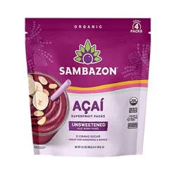Sambazon Organic Superfruit Packs Pure Unsweetened Blend Acai - 4-3.5 Oz